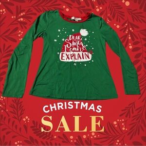No Comment “Dear Santa” Girls Size M 10/12 Long Sleeve Christmas Tshirt- SOFT!